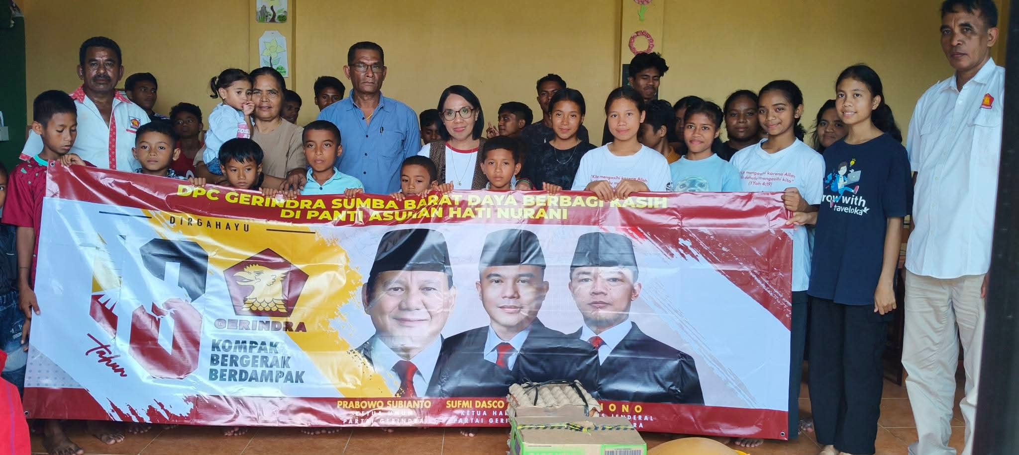 Karya Nyata HUT ke-18, DPC Gerindra SBD Salurkan Sembako ke Panti Asuhan Hati Nurani Sumba