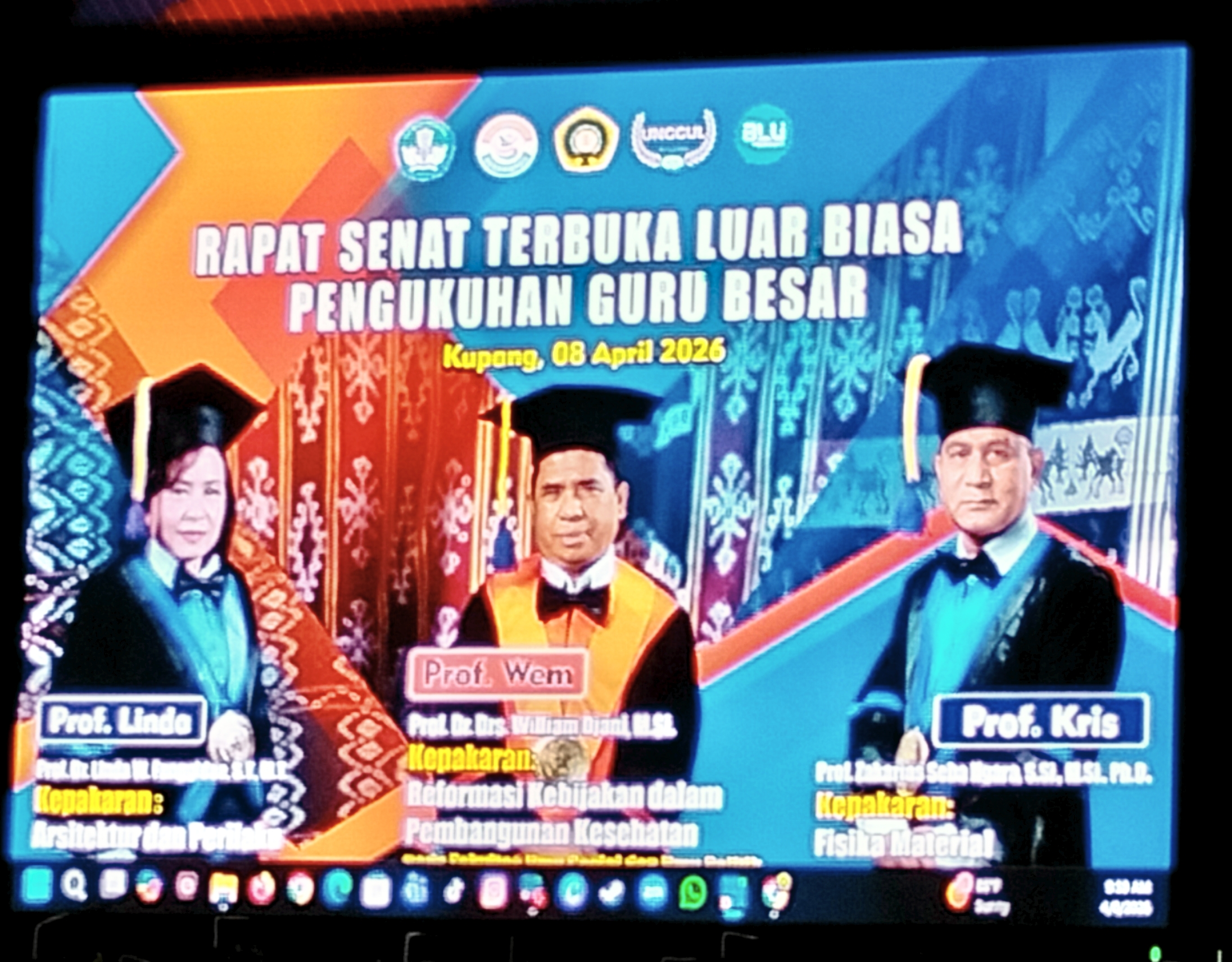 TIGA GURU BESAR DIKUKUHKAN, GUBERNUR NTT HADIR SAKSIKAN KEBANGKITAN INTELEKTUAL DARI TIMUR