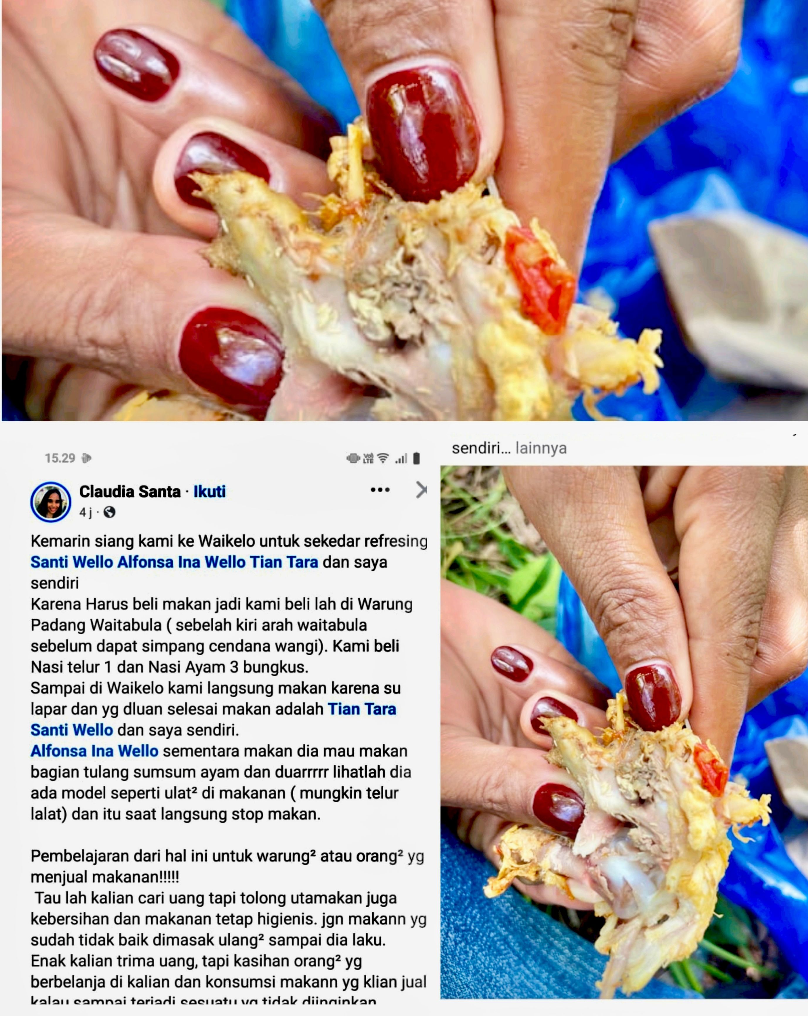 WARGA TEMUKAN HAL MENJIJIKKAN DI MAKANAN, DIDUGA TERJADI DI WARUNG PADANG WILAYAH WAITABULA