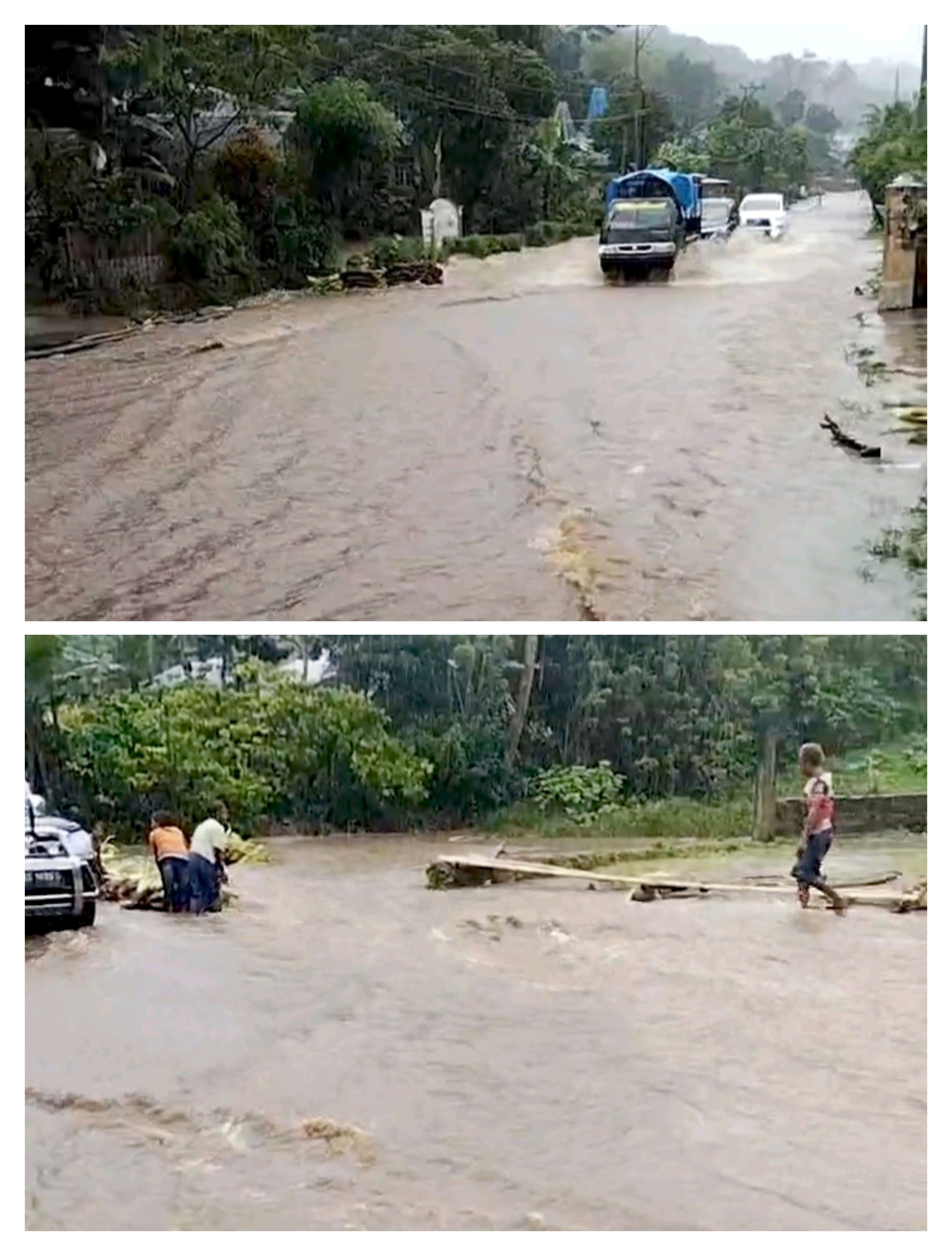 SILET SUMBA TERKINI BANJIR RENDAM JALAN RAYA NEGARA DI WEWEWA BARAT, PENGENDARA DIMINTA WASPADA