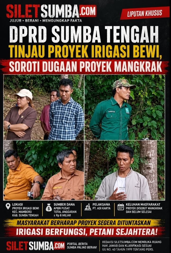 DPRD Sumba Tengah Tinjau Proyek Irigasi Bewi, Dugaan Proyek Mangkrak Jadi Sorotan