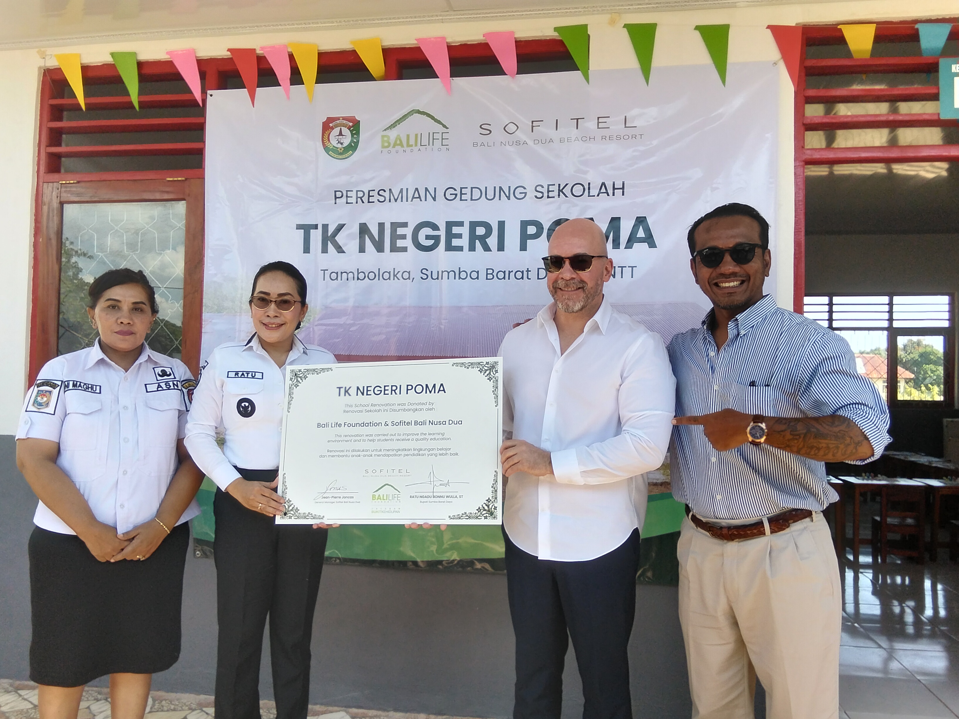 Bupati Sumba Barat Daya Resmikan TK Negeri Poma, Hasil Kolaborasi Pemda, Bali Life Foundation dan SOFITEL Wujudkan Generasi Emas 2045