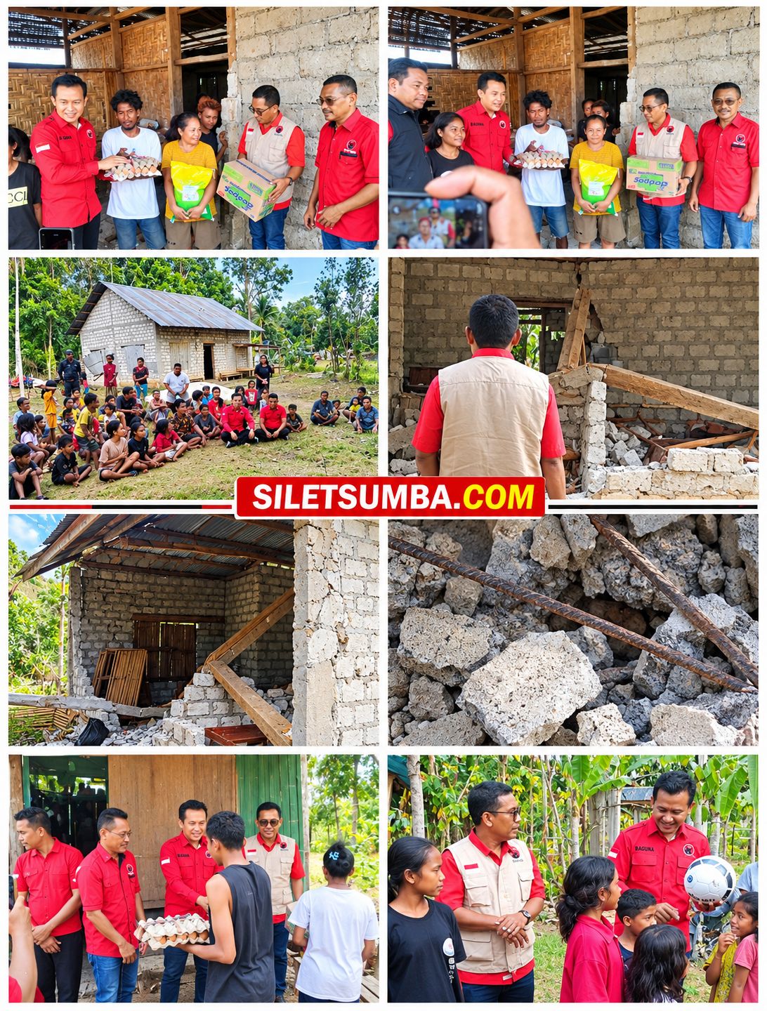 BAGUNA DPD PDI Perjuangan NTT Antar Langsung Bantuan untuk Korban Gempa 6,1 SR di Kodi, Sumba Barat Daya